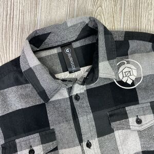 Burnside Men's Size Small Black Grey Heavy Flannel Button Down Shirt